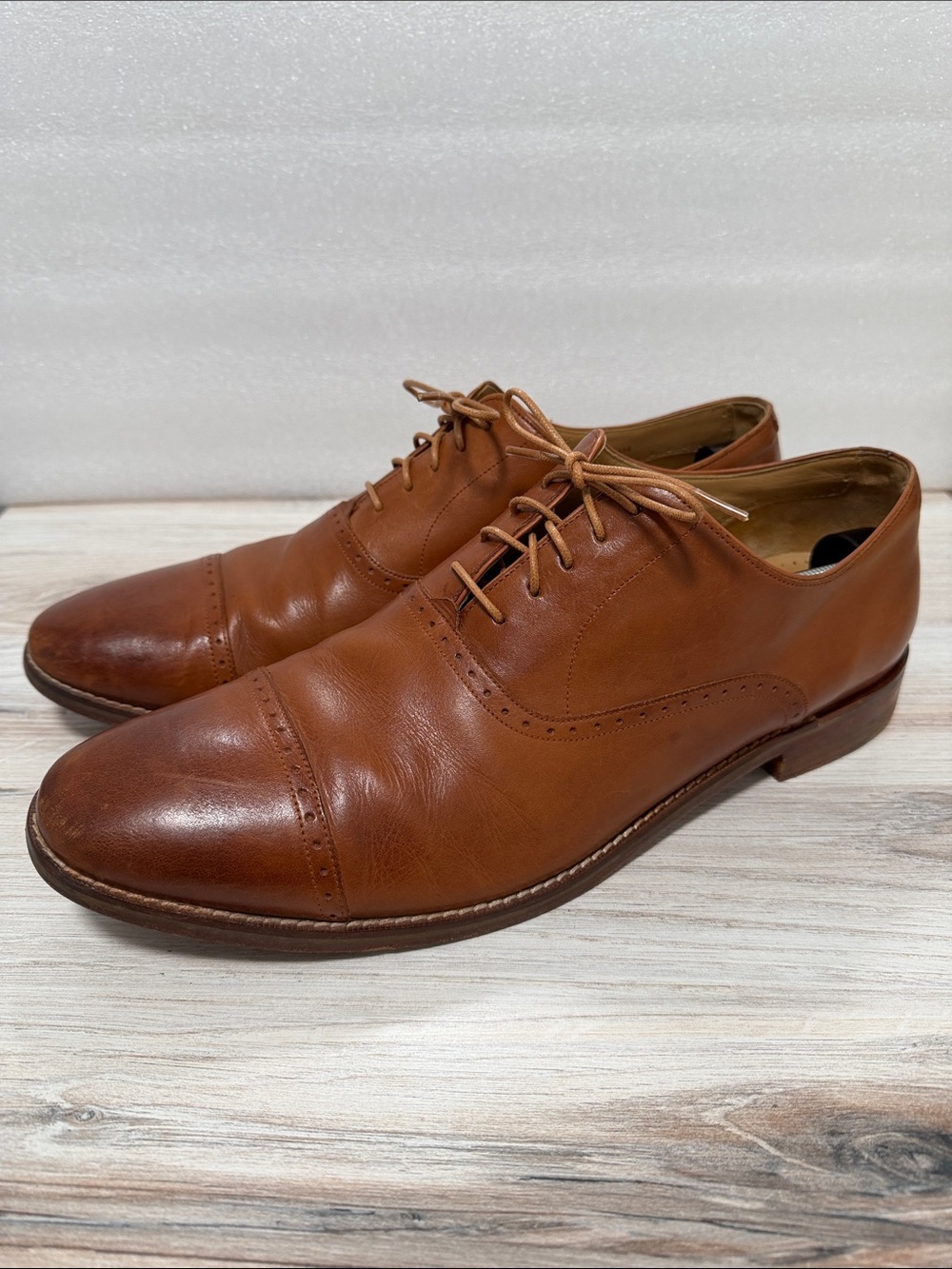 Cole Haan Grand.OS Cap Toe Oxford Men’s 13M Cognac Brown Leather Dress Shoes